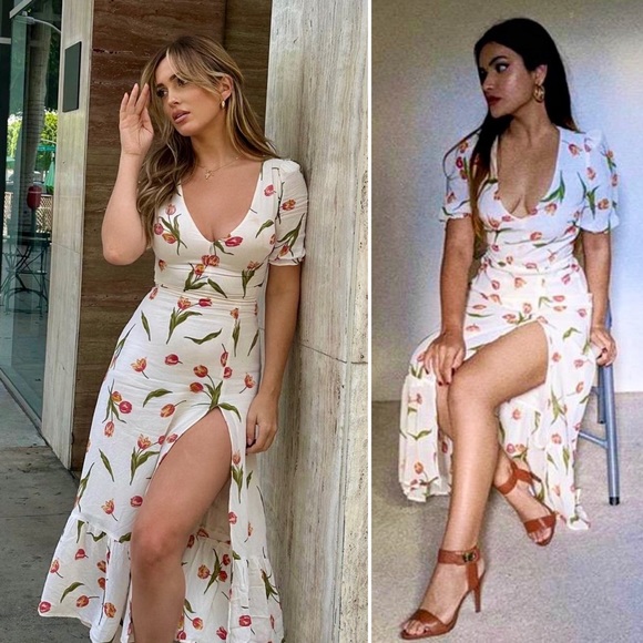 Reformation Dresses & Skirts - Reformation Nantes Midi Dress Bianca Small 4 White Tulip Floral